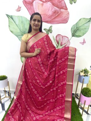 Pink Bandhini Printed Saree