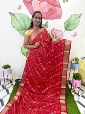 Red Bandhini Printed Saree