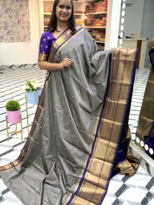 Grey Semi Gadwal Saree