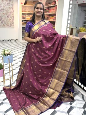 Burgundy Semi Gadwal Saree