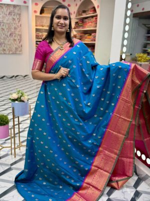 Peacock Blue Semi Gadwal