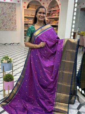 Brinjal Semi Gadwal Saree