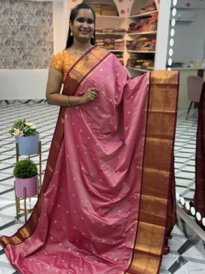 Peach Maroon Semi Gadwal