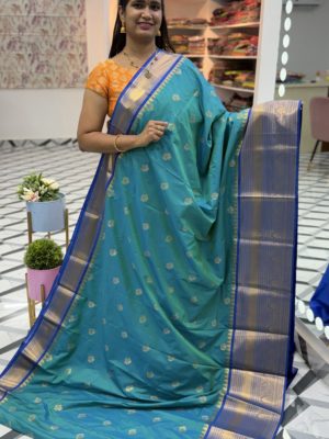 Sea blue Dual Tone Semi Gadwal