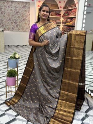 Grey Semi Gadwal Saree