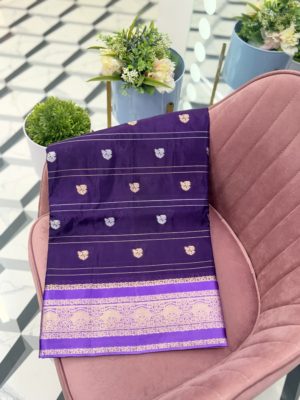 Animisha Purple Viscose Crepe Saree