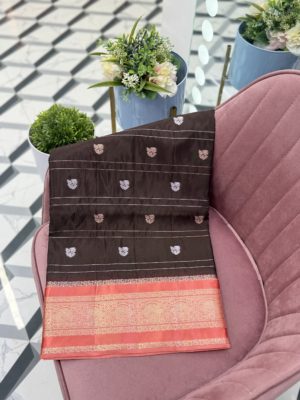 Animisha Brown Viscose Crepe Saree