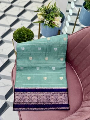 Animisha Seagreen Viscose Crepe Saree