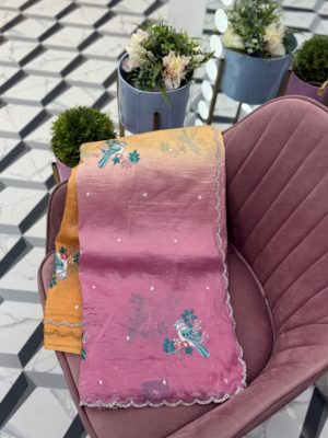 Dual Shaded Fancy Crush Saree