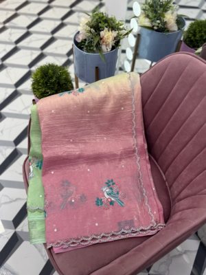 Dual Shaded Fancy Crush Saree