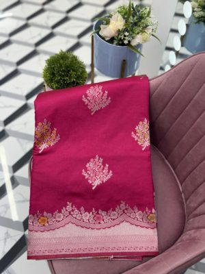 Pink Necklace Border Fancy Tussar Saree
