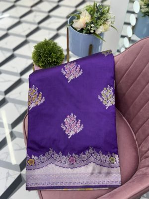 Purple Necklace Border Fancy Tussar Saree