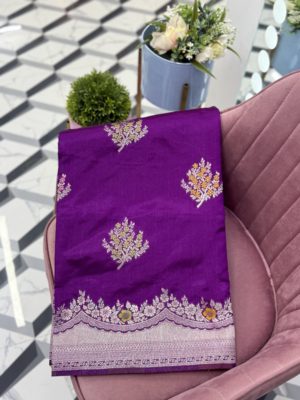 Magenta Necklace Border Fancy Tussar Saree