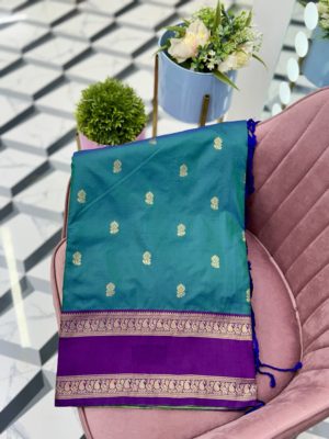Animisha Peacock Blue Soft Pattu Saree
