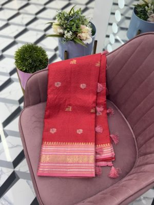 Red Russian Georgette Saree