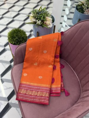 Orange Russian Georgette Saree