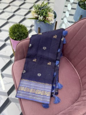 Navy Blue Russian Georgette Saree