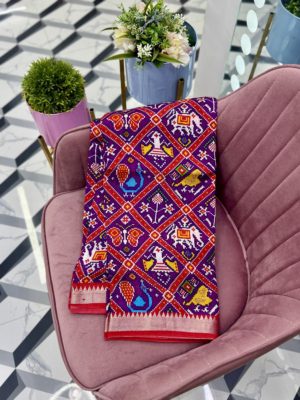 Vineela Red Patola Printed Mangalagiri saree